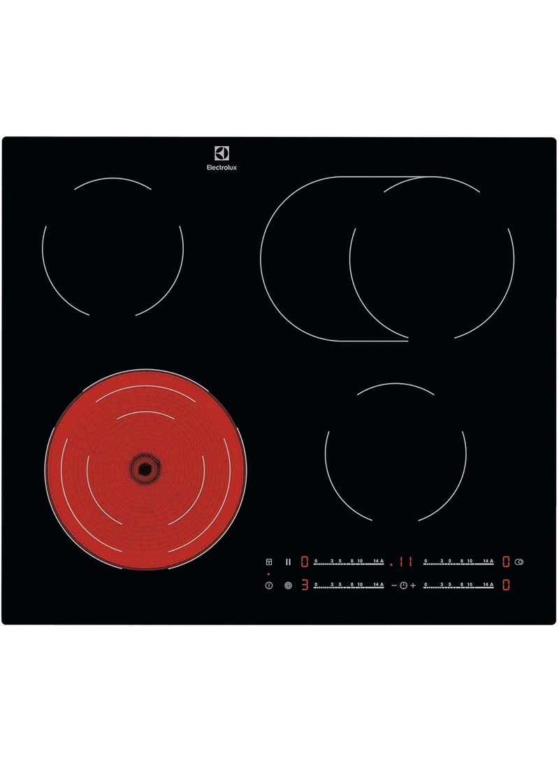 Electrolux 60cm Built-in Ceramic Hob, Radiant Hob with 4 Cooking Zones, Stop + Go' function, Auto Heat-up, MultiZone, EcoTimer & Smooth Easy to Clean Glass Surface EHR64441CK Black - Image 4