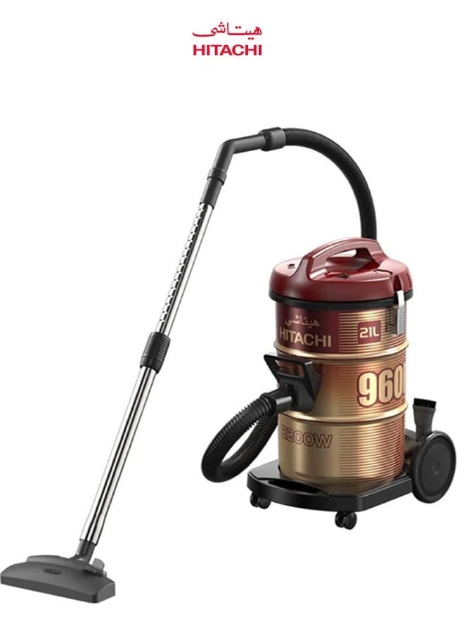 هيتاشي Barrel Vacuum Cleaner 21 L 2200 W CV-960FWR Dark Red  - Image 1