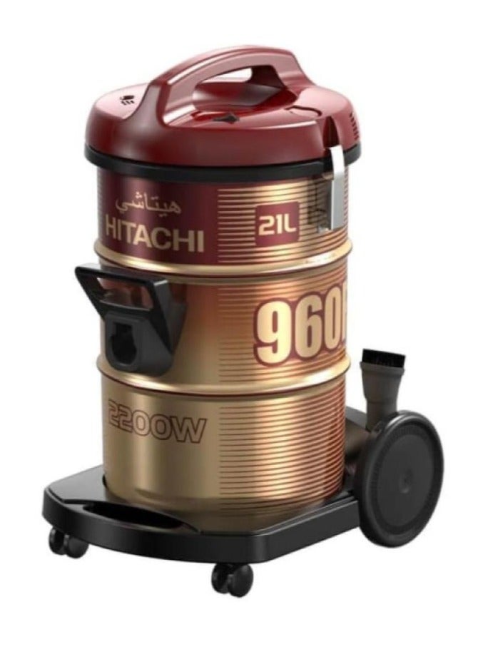 هيتاشي Barrel Vacuum Cleaner 21 L 2200 W CV-960FWR Dark Red  - Image 2