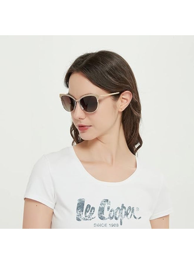 لي كوبر Women's Polarized Sunglasses Gold Frame Gradient Brown Mirror Lens 52mm  - LC1031C02  - Image 5