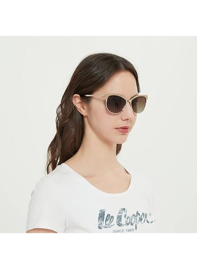 لي كوبر Women's Polarized Sunglasses Gold Frame Gradient Brown Mirror Lens 52mm  - LC1031C02  - Image 4