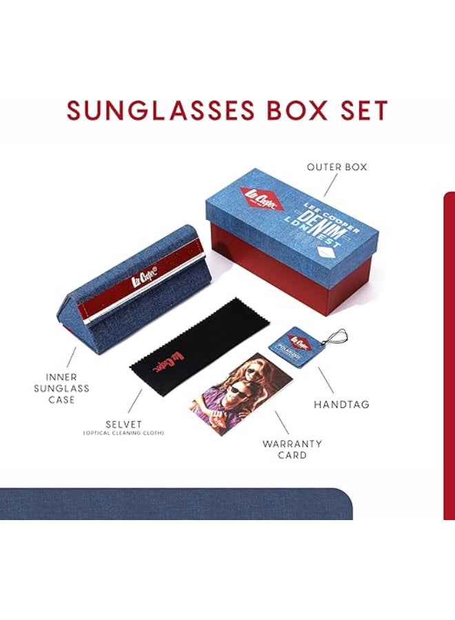 لي كوبر نظارات شمسية قطبية بإطار أسود وعدسة مرآة خضراء 52 مم - LC1002C03 - Image 3