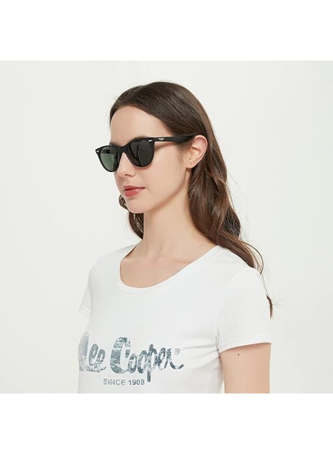 لي كوبر نظارات شمسية قطبية بإطار أسود وعدسة مرآة خضراء 52 مم - LC1002C03 - Image 4