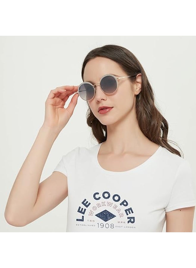 لي كوبر Women's Polarized Sunglasses Gold Frame GRAD Grey Mirror Lens 52mm  - LC1014C01  - Image 5