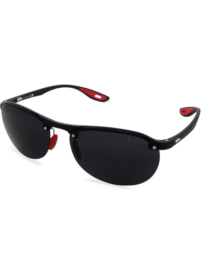 لي كوبر Men's Polarized Sunglasses Matt Black  Frame Single Black  Mirror Lens 63mm  - LC1020C01  - Image 1