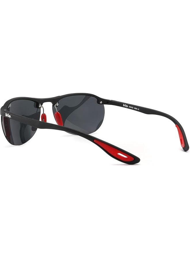 لي كوبر Men's Polarized Sunglasses Matt Black  Frame Single Black  Mirror Lens 63mm  - LC1020C01  - Image 2