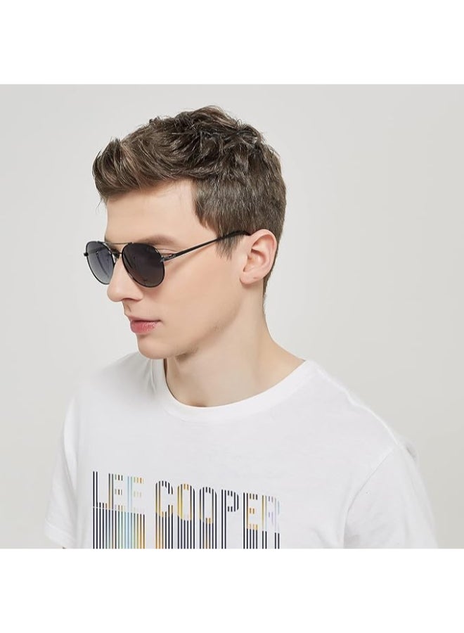 لي كوبر Polarized Sunglasses Black Frame Gradient Grey Mirror Lens 54mm  - LC1035C02  - Image 4