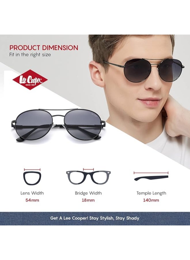 Polarized Sunglasses Black Frame Gradient Grey Mirror Lens 54mm  - LC1035C02