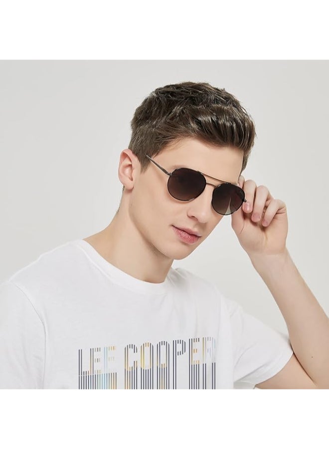 لي كوبر Polarized Sunglasses Brown Frame Gradient Brown Mirror Lens 54mm  - LC1035C03  - Image 4