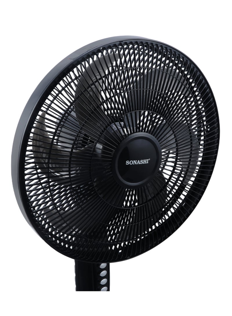 Sonanshi 18" Stand Fan With Height Adjustable Feature | 6 Blade Leaf With 3 Speed Switch And Oscillation Function | Self Protected When Over Heated | Ideal For Office, Rooms And Dining Rooms | Tower/Stand Fan 75 W SF-8042S Black  - Image 4