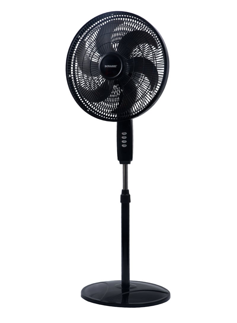 Sonanshi 18" Stand Fan With Height Adjustable Feature | 6 Blade Leaf With 3 Speed Switch And Oscillation Function | Self Protected When Over Heated | Ideal For Office, Rooms And Dining Rooms | Tower/Stand Fan 75 W SF-8042S Black  - Image 2