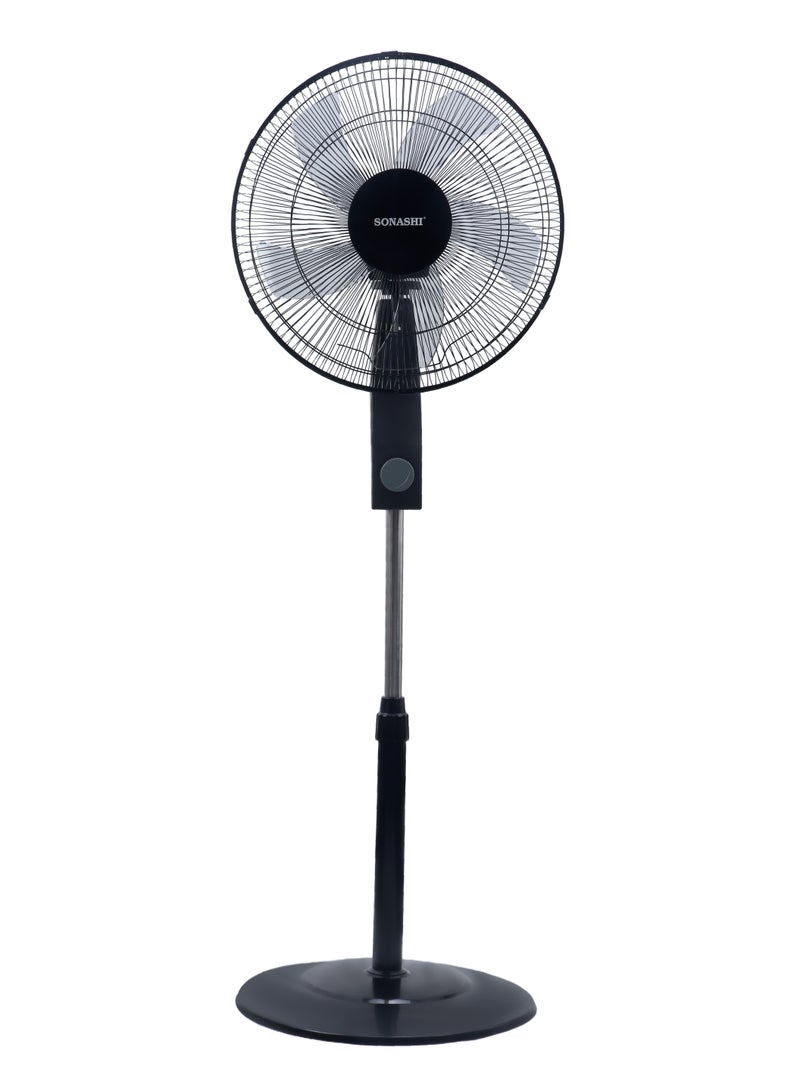 SONASHI 16" Stand Fan With Height Adjustable Feature | 5 Transparent Blade Leaf With 3 Speed Switch And Oscillation Function | Ideal For Office, Rooms And Dining Rooms | Tower/Stand Fan 60 W SF-8041S Black  - Image 1