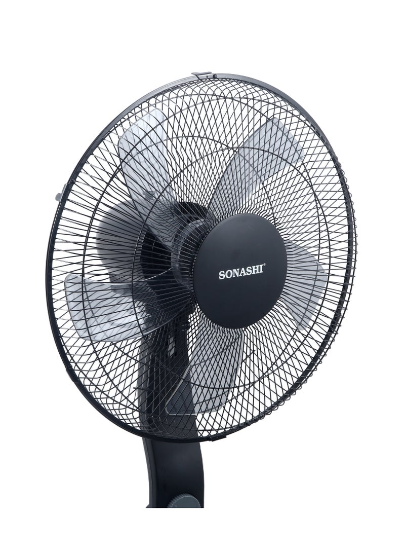 SONASHI 16" Stand Fan With Height Adjustable Feature | 5 Transparent Blade Leaf With 3 Speed Switch And Oscillation Function | Ideal For Office, Rooms And Dining Rooms | Tower/Stand Fan 60 W SF-8041S Black  - Image 4