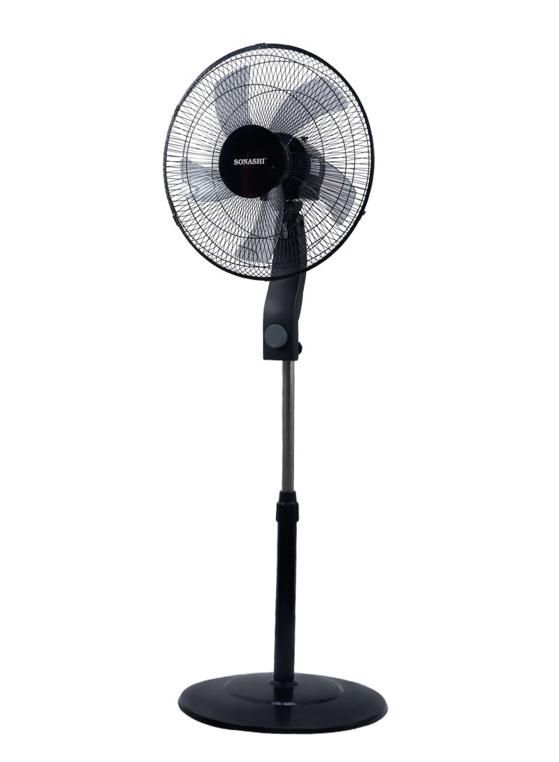 SONASHI 16" Stand Fan With Height Adjustable Feature | 5 Transparent Blade Leaf With 3 Speed Switch And Oscillation Function | Ideal For Office, Rooms And Dining Rooms | Tower/Stand Fan 60 W SF-8041S Black  - Image 2