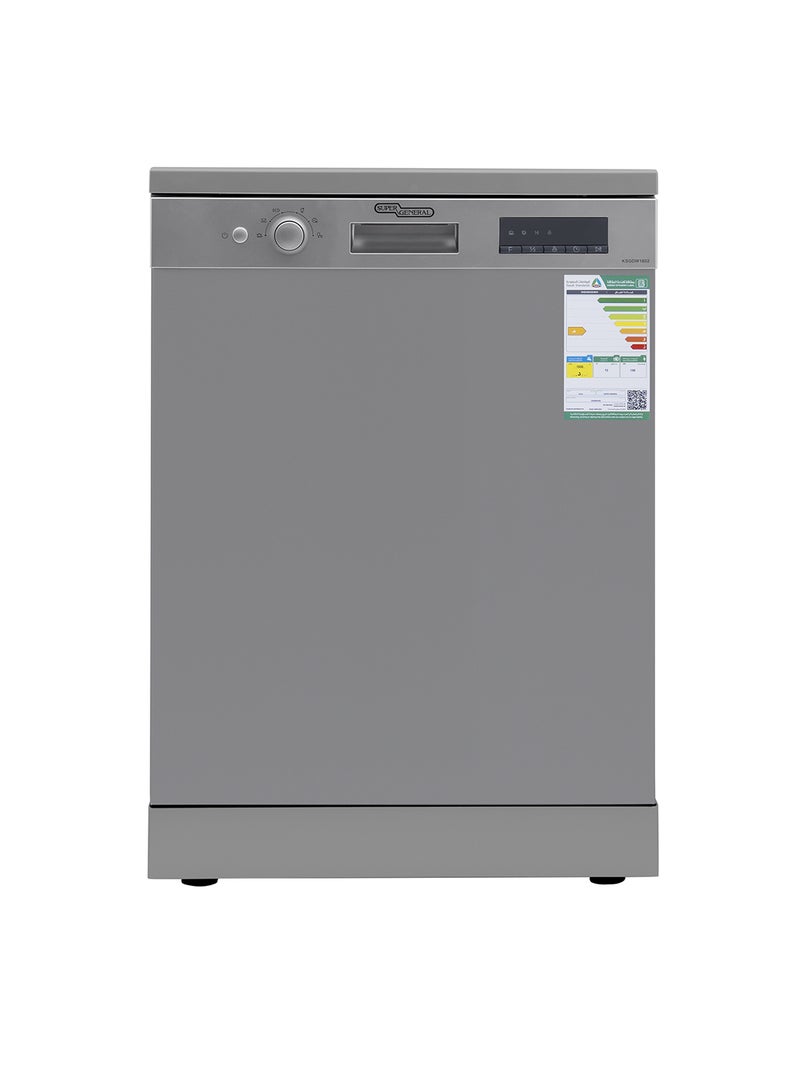 SUPER GENERAL Dishwasher With 6 Programs And 12 Place Capacity With 2 Shelves, Model No KSGDW1602, 2 Years Warranty , Made In China 11 L KSGDW1602 Silver  - Image 1