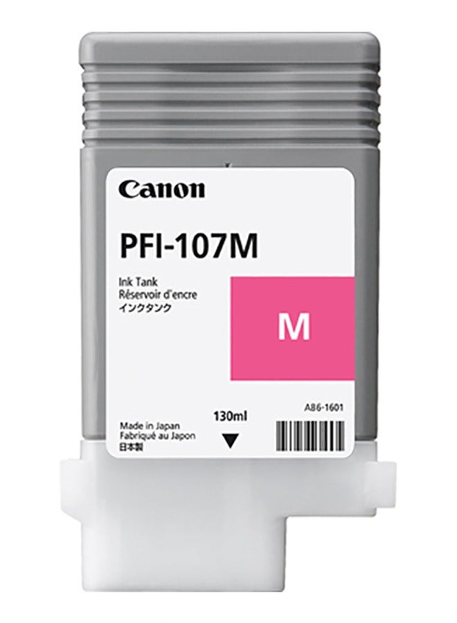 Canon PFI-107M Magenta Printer Ink Cartridge | 130ml Tank Compatible with imagePROGRAF IPF 770/ iPF680/685/780/785 Printers (1 Pack) Magenta - Image 1