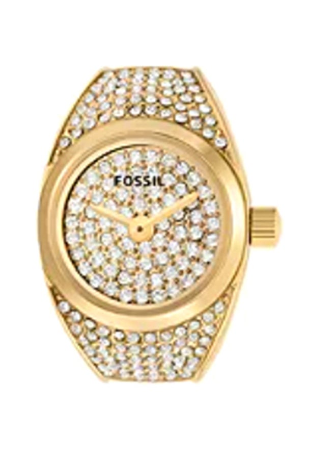 فوسيل خاتم ساعة من الفولاذ المقاوم للصدأ بلون الذهب ذو اليدين - Image 3