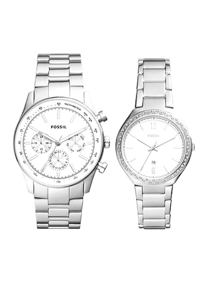 FOSSIL Fossil His and Hers Couple Multifunction Stainless Steel Watch Box Set  - Image 1