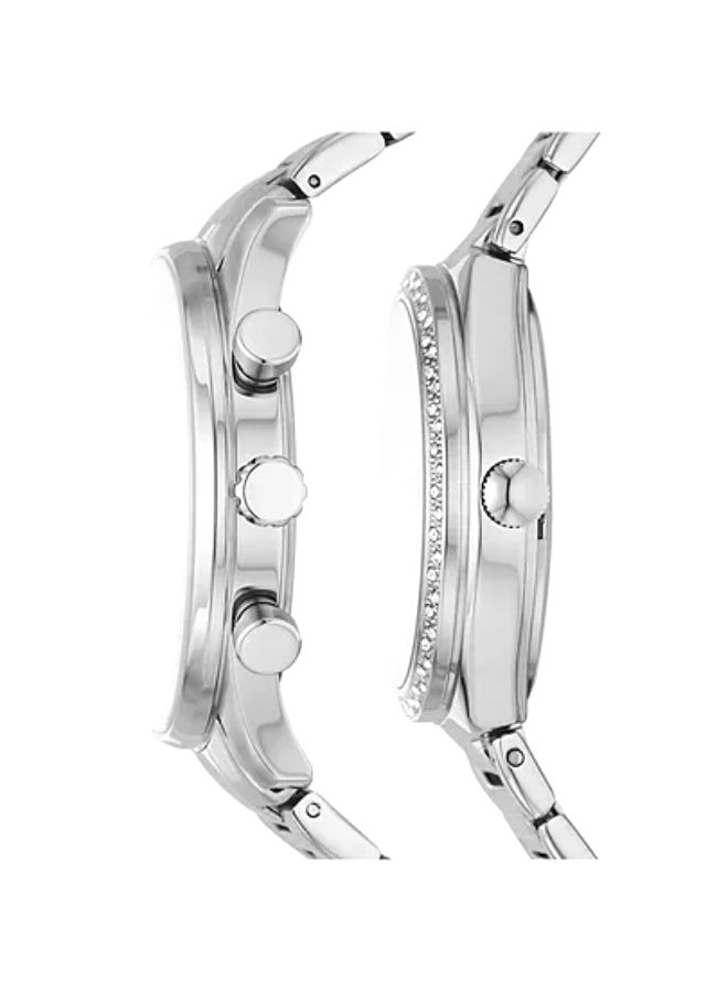 FOSSIL Fossil His and Hers Couple Multifunction Stainless Steel Watch Box Set  - Image 4