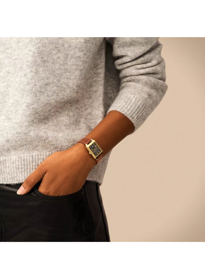 فوسيل ساعة راكيل متوسطة الحجم بجلد بني مع تاريخ بثلاثة عقارب - Image 2