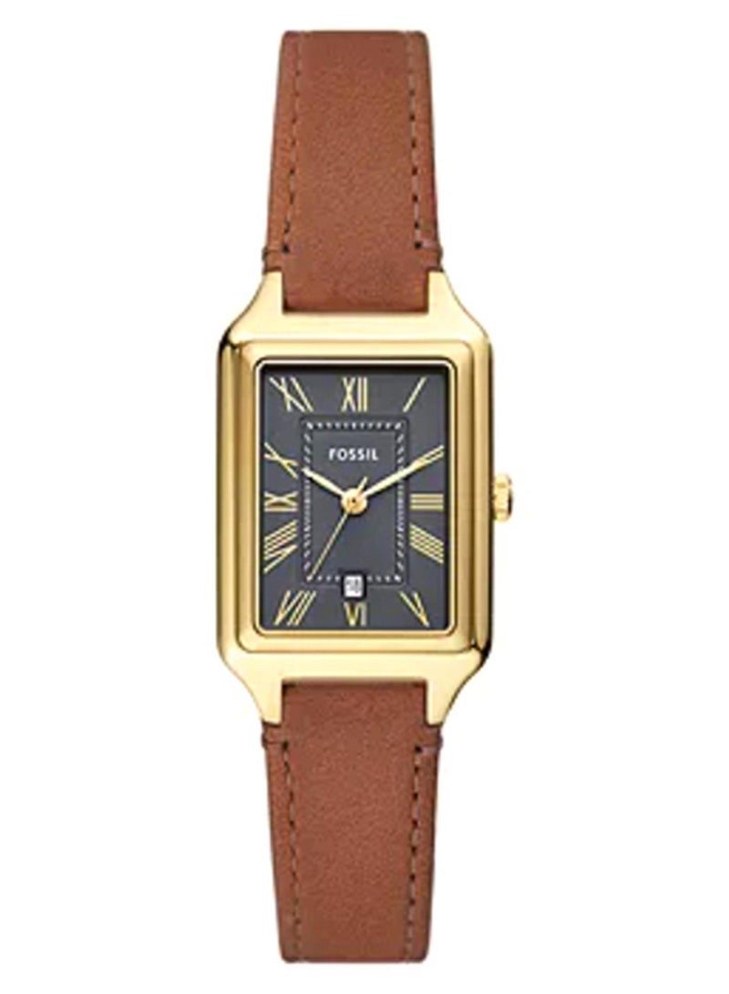 فوسيل ساعة راكيل متوسطة الحجم بجلد بني مع تاريخ بثلاثة عقارب - Image 1