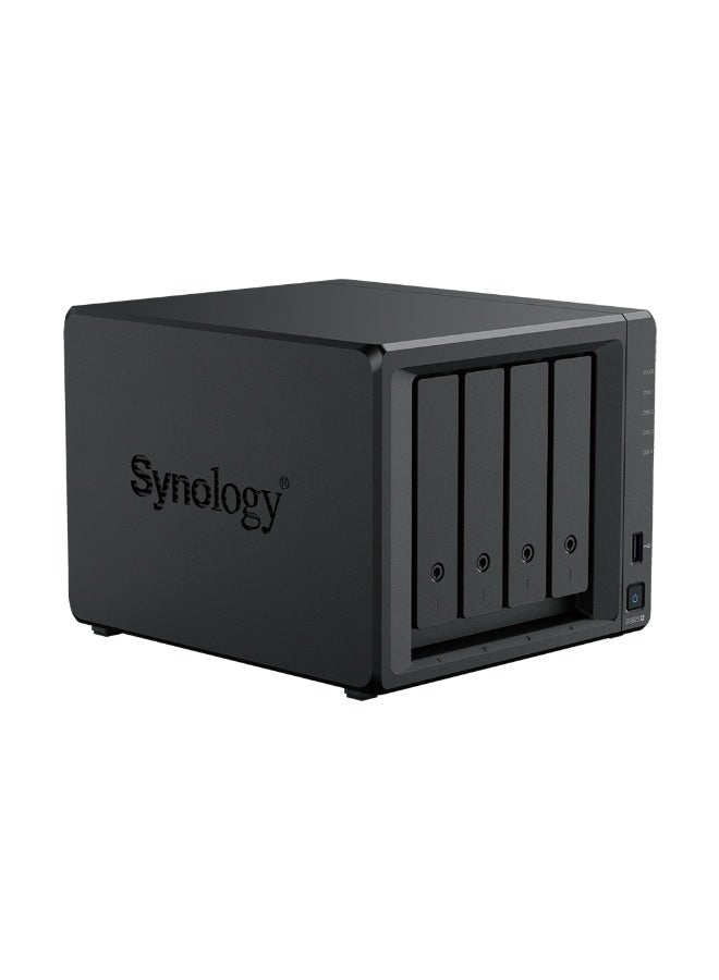 DS925+ Diskless 4-Bay NAS – AMD Ryzen V1500B, 4GB DDR4 ECC (Up to 32GB), Dual 2.5GbE, 2x M.2 NVMe, USB 3.2, RAID 0/1/5/6/10, Btrfs/EXT4, Expandable to 180TB, DSM 7.2, Virtualization & Surveillance Ready Black
