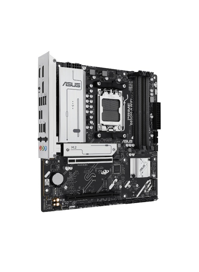 ASUS Prime B850M-A WiFi mATX Motherboard – AM5, Ryzen 9000/7000, DDR5, PCIe 5.0, 3x M.2, 4x SATA, WiFi 6E, 2.5Gb LAN, USB-C, HDMI/DP, Aura Sync, BIOS Flash - 90MB1LN0-M0EAY0 Black  - Image 2