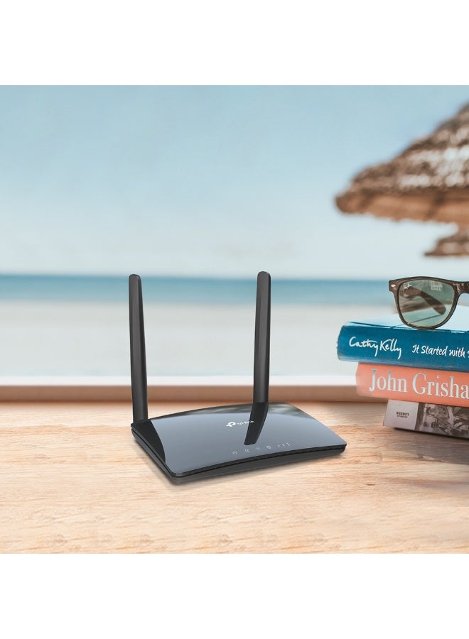 Archer MR402 AC1200 Dual Band 4G LTE Wireless Wi-Fi Router, Nano SIM Slot, Up to 1200Mbps (2.4GHz 300Mbps + 5GHz 867Mbps), Supports 4G LTE/3G/DSL Failover, 64 Devices, 2 Detachable Antennas, Parental Controls, Guest Network, Tether App, WAN/LAN Ports, VPN, QoS, Plug & Play, UAE Compatible black