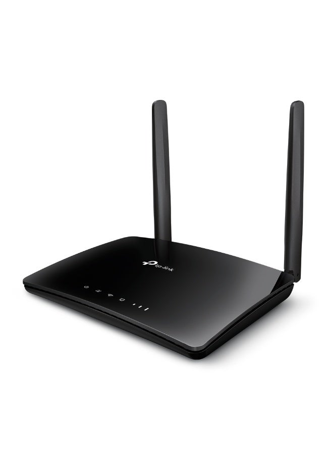 Archer MR402 AC1200 Dual Band 4G LTE Wireless Wi-Fi Router, Nano SIM Slot, Up to 1200Mbps (2.4GHz 300Mbps + 5GHz 867Mbps), Supports 4G LTE/3G/DSL Failover, 64 Devices, 2 Detachable Antennas, Parental Controls, Guest Network, Tether App, WAN/LAN Ports, VPN, QoS, Plug & Play, UAE Compatible black