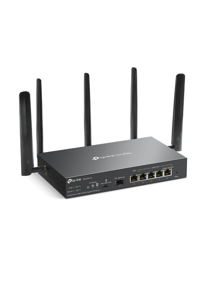 TP-LINK Omada ER706W-4G AX3000 Dual Band WiFi 6 Gigabit VPN Router | 4G+ LTE Cat6 Upto 300Mbps | SFP WAN | 5x Gigabit Ports | 512MB RAM | 128MB Flash | 5 Antennas | IPSec/SSL/WireGuard/OpenVPN | SDN Cloud Managed | Wall/Desktop Mount black - Image 3