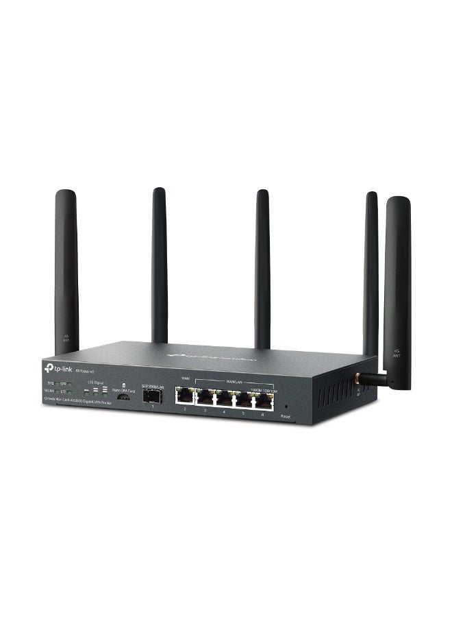 TP-LINK Omada ER706W-4G AX3000 Dual Band WiFi 6 Gigabit VPN Router | 4G+ LTE Cat6 Upto 300Mbps | SFP WAN | 5x Gigabit Ports | 512MB RAM | 128MB Flash | 5 Antennas | IPSec/SSL/WireGuard/OpenVPN | SDN Cloud Managed | Wall/Desktop Mount black - Image 2
