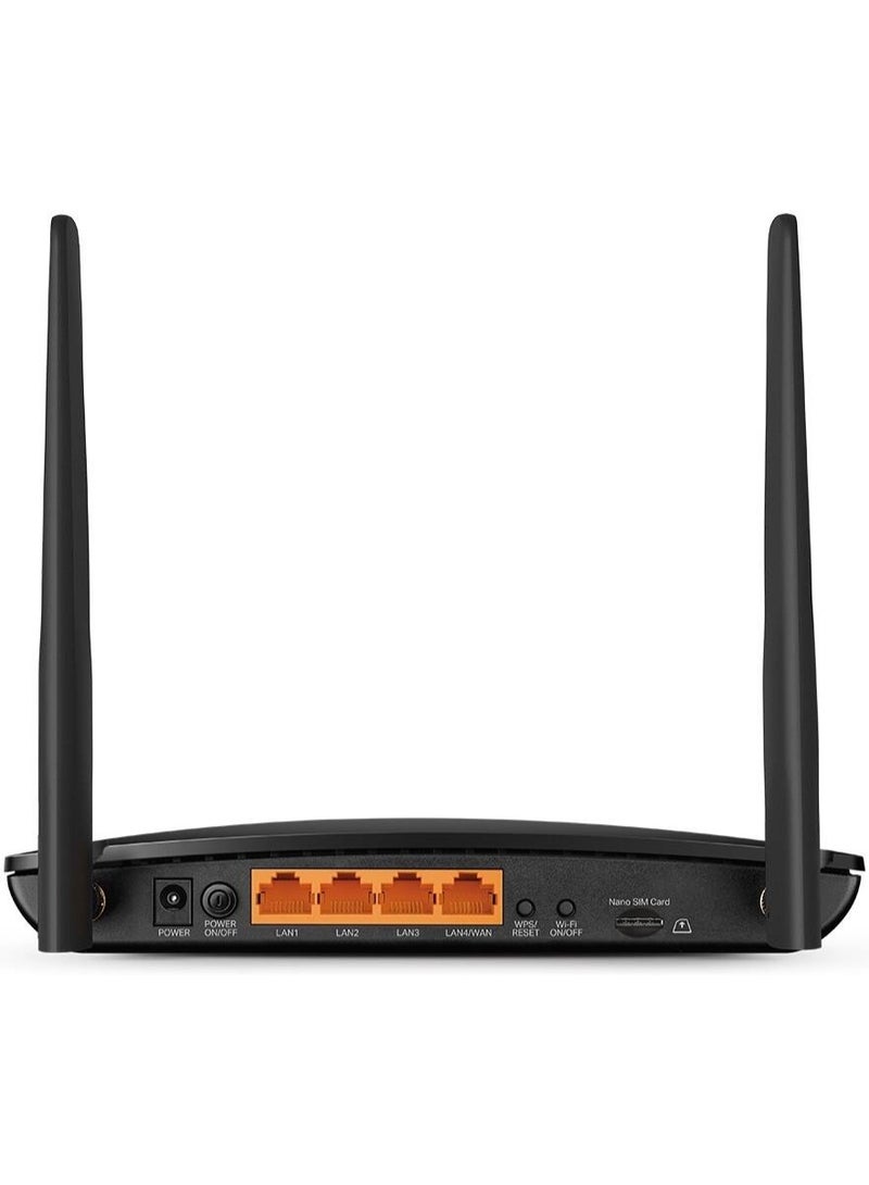TP-LINK Archer MR500 4G+ Cat6 AC1200 Wireless Dual Band Gigabit Router, 4x LAN Ports, 1x Nano SIM Card Slot, 300 Mbps at 2.4 GHz & 867 Mbps at 5 GHz, 2 Detachable Antennas - Archer MR500 Black  - Image 2