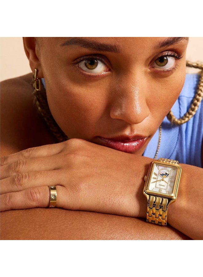 FOSSIL Women's Raquel Sun Moon Multifunction Gold-Tone Stainless Steel Watch  - Image 4