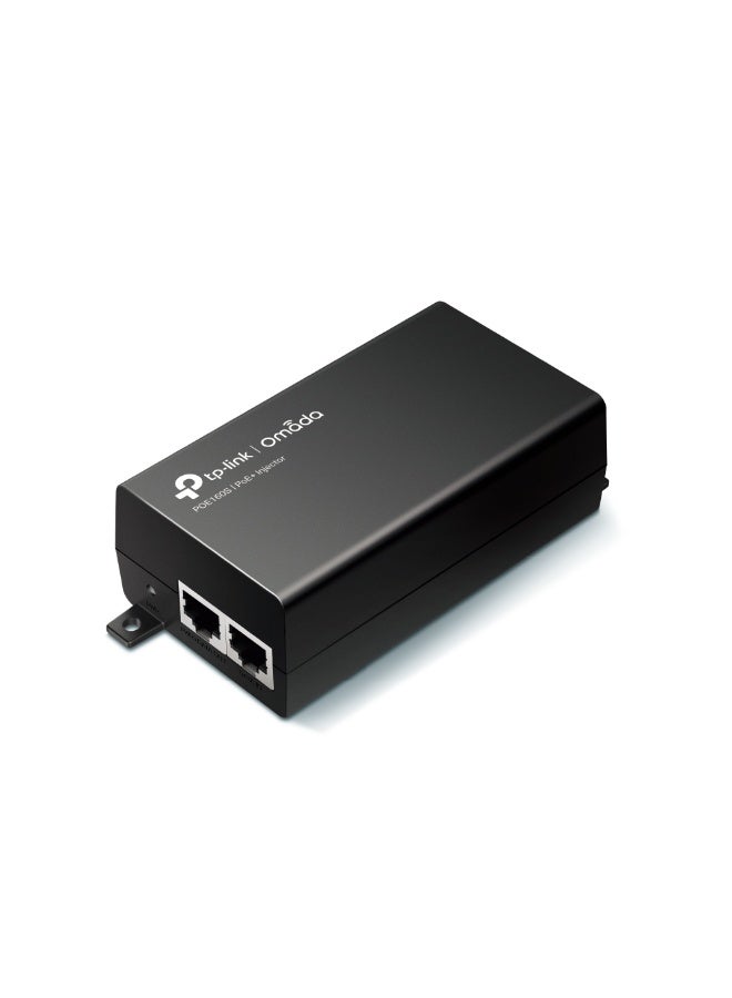 تي بي لينك Omada POE160S Gigabit PoE+ Injector | IEEE 802.3af/at Compliant | Up to 30W Power Output | Dual RJ45 Gigabit Ports | Integrated Power Supply | Plug-and-Play | Wall/Desktop Mount | 100–240V AC Input | Supports Access Points, IP Cameras, VoIP | 125x59.4x36.8mm | Black black  - Image 2
