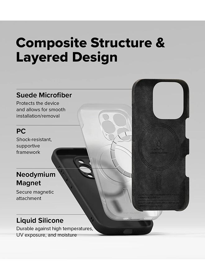 Ringke Silicone Magnetic For iPhone 16 Pro Case Cover Powerful Magnet Long Lasting Silky Feel Phone Cover - Black - Image 4