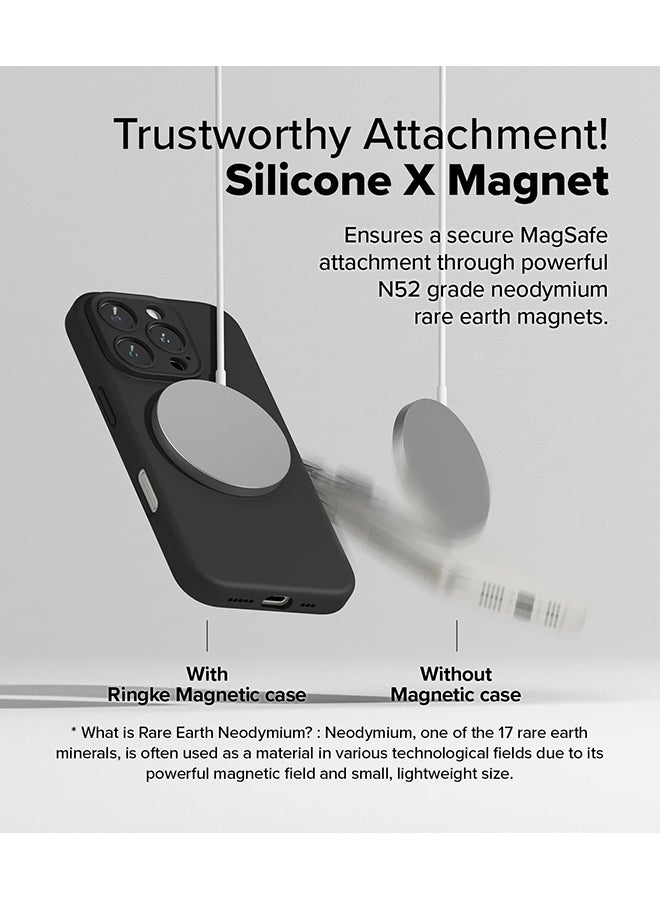 Ringke Silicone Magnetic For iPhone 16 Pro Case Cover Powerful Magnet Long Lasting Silky Feel Phone Cover - Black - Image 3