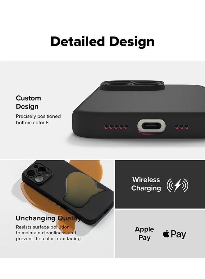 Ringke Silicone Magnetic For iPhone 16 Pro Case Cover Powerful Magnet Long Lasting Silky Feel Phone Cover - Black - Image 5