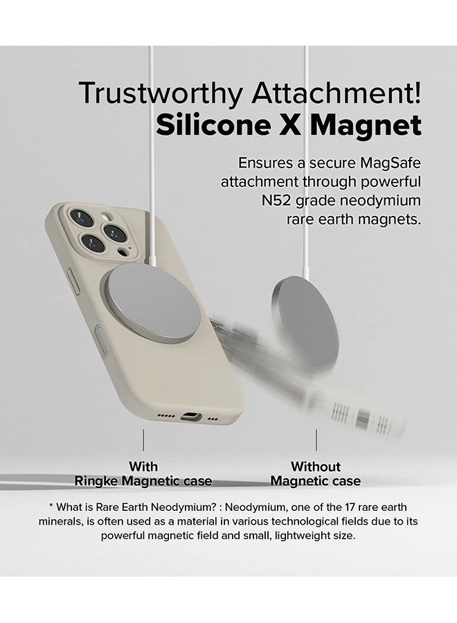 Ringke Silicone Magnetic For iPhone 16 Pro Case Cover Powerful Magnet Long Lasting Silky Feel Anti-Fingerprint Back Cover - Stone - Image 3
