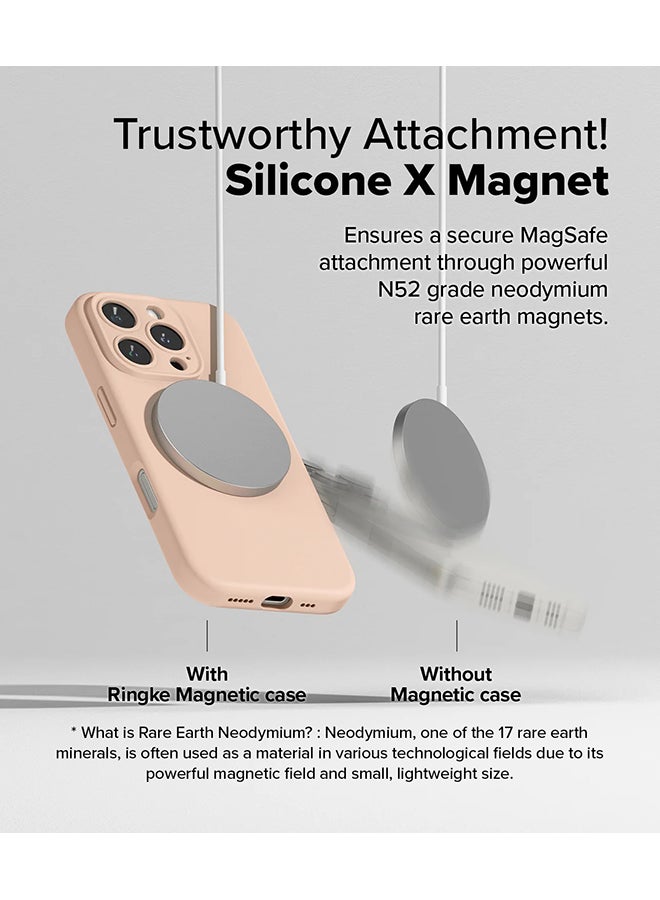 Ringke Silicone Magnetic For iPhone 16 Pro Case Cover Powerful Magnet Long Lasting Silky Feel Anti-Fingerprint Back Cover - Pink Sand - Image 3