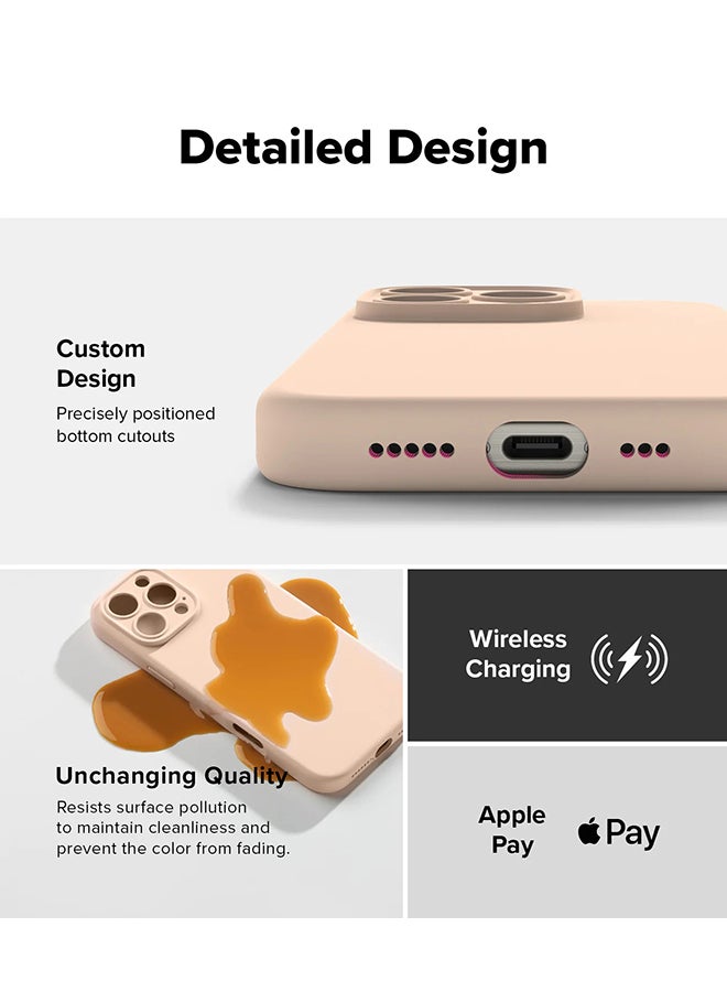 Ringke Silicone Magnetic For iPhone 16 Pro Case Cover Powerful Magnet Long Lasting Silky Feel Anti-Fingerprint Back Cover - Pink Sand - Image 5