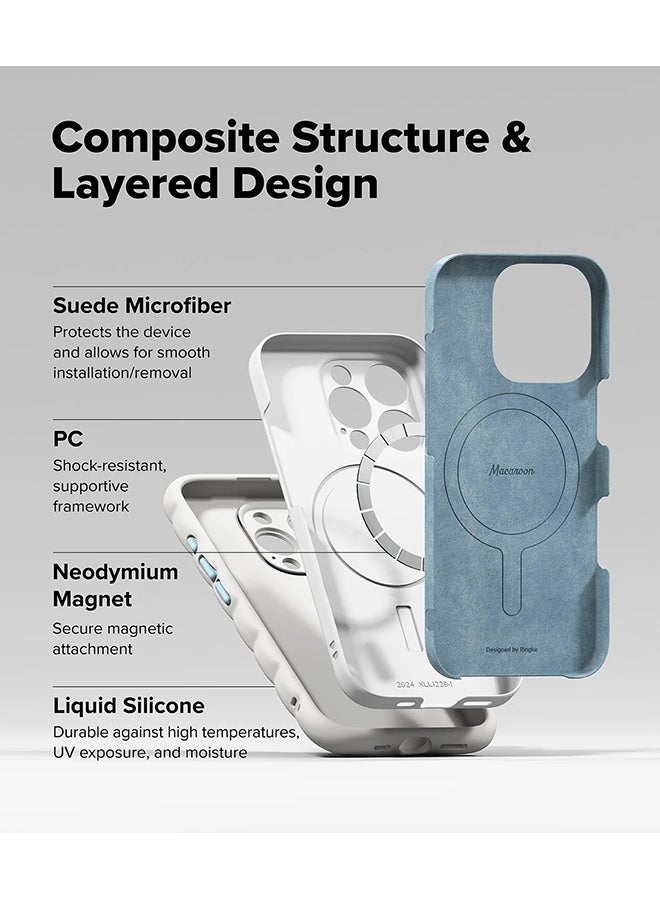 Ringke Macaron Silicone Magnetic for iPhone 16 Pro Case For MagSafe Soft Durable Liquid Silicone Shockproof Cover with Anti-Scratch Microfiber Lining - White - Image 4