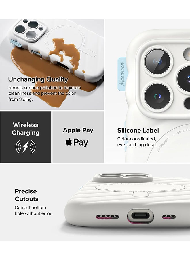 Ringke Macaron Silicone Magnetic for iPhone 16 Pro Case For MagSafe Soft Durable Liquid Silicone Shockproof Cover with Anti-Scratch Microfiber Lining - White - Image 5