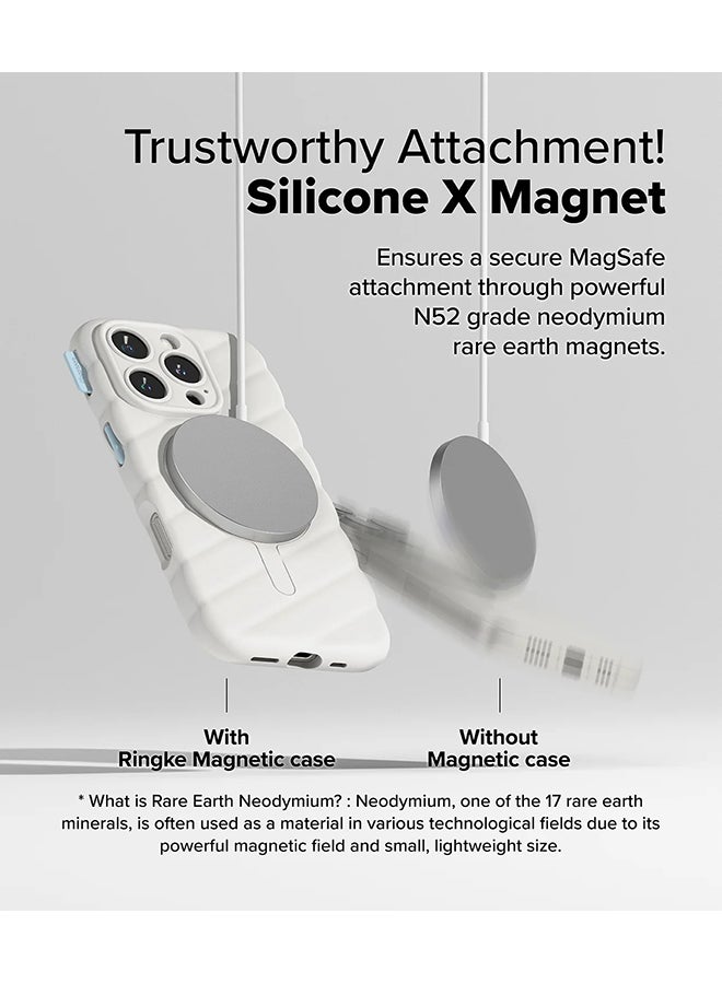 Ringke Macaron Silicone Magnetic for iPhone 16 Pro Case For MagSafe Soft Durable Liquid Silicone Shockproof Cover with Anti-Scratch Microfiber Lining - White - Image 3