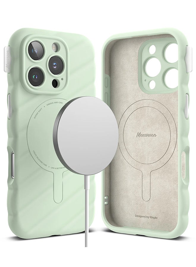 Ringke Macaron Silicone Magnetic for iPhone 16 Pro Case For MagSafe Soft Durable Liquid Silicone Shockproof Cover - Mint - Image 1