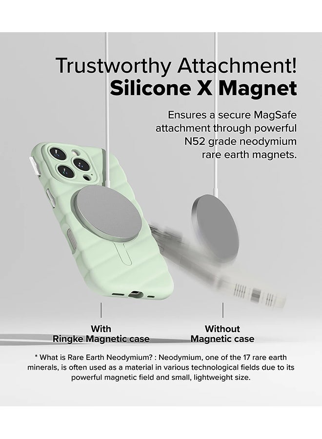 Ringke Macaron Silicone Magnetic for iPhone 16 Pro Case For MagSafe Soft Durable Liquid Silicone Shockproof Cover - Mint - Image 3