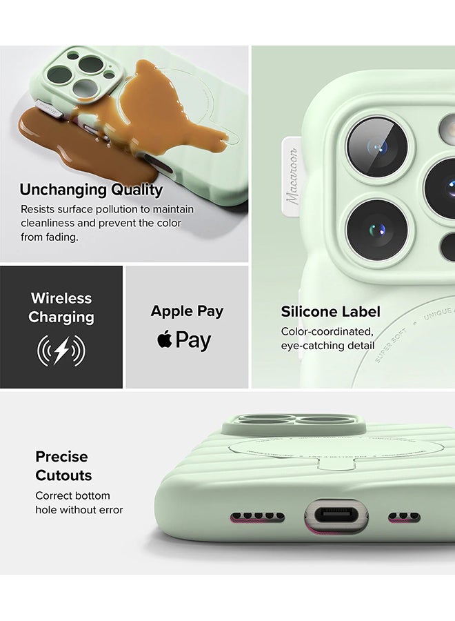Ringke Macaron Silicone Magnetic for iPhone 16 Pro Case For MagSafe Soft Durable Liquid Silicone Shockproof Cover - Mint - Image 5