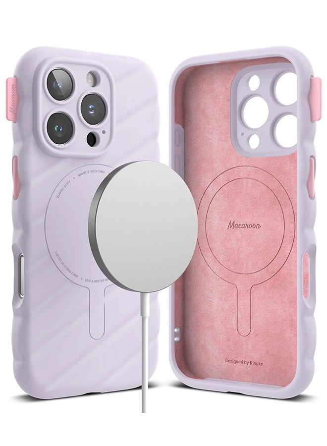 Ringke Macaron Silicone Magnetic for iPhone 16 Pro Case For MagSafe Soft Durable Liquid Silicone Shockproof Cover - Light Purple - Image 1