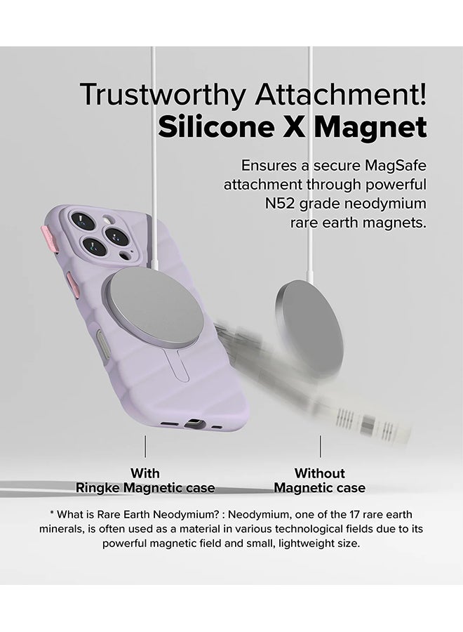 Ringke Macaron Silicone Magnetic for iPhone 16 Pro Case For MagSafe Soft Durable Liquid Silicone Shockproof Cover - Light Purple - Image 3