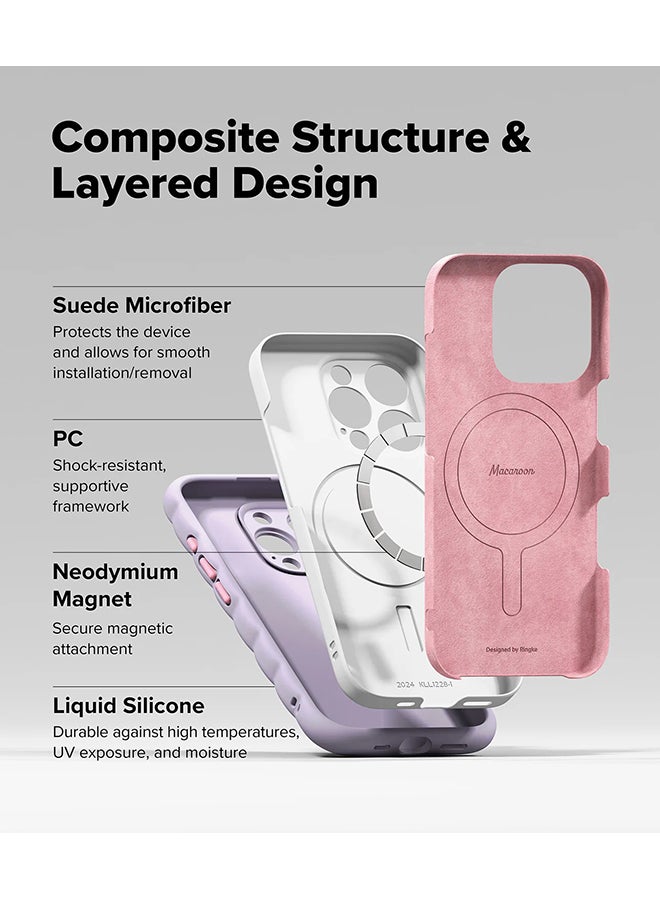 Ringke Macaron Silicone Magnetic for iPhone 16 Pro Case For MagSafe Soft Durable Liquid Silicone Shockproof Cover - Light Purple - Image 4