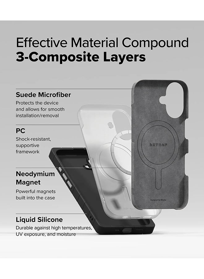 Ringke Bitmap Silicone Magnetic For MagSafe Designed for iPhone 16 Case, Anti-Stain Coating Classic Retro Vibe Soft Durable Cover for iPhone 16 - Black - Image 4